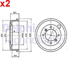 2X Brake Drum DELPHI Fits MG