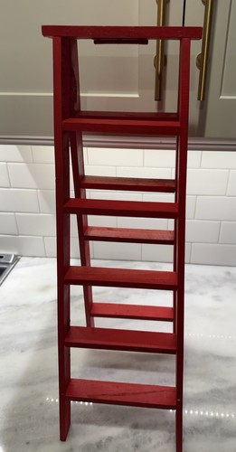Small red wooden ladder - red,