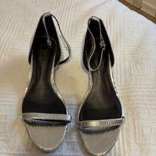 M&S Collection Sliver Kitten Heeled Strappy Sandals Size 4.5