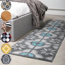 Stair Runner Rug Hard Wearing Hessian Back Kitchen Mat Abstract Geometric Solid