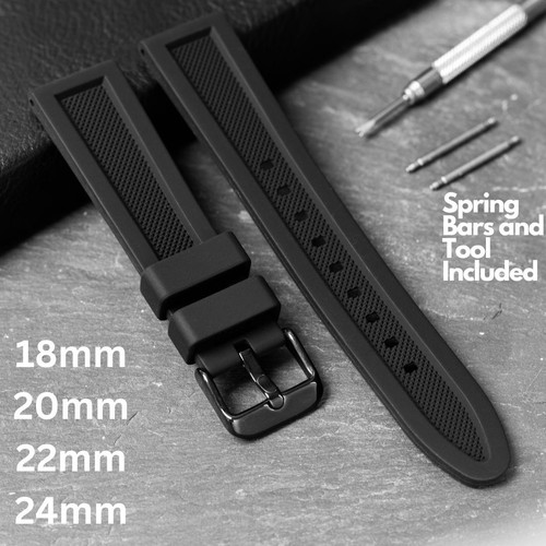 Black silicone rubber watch - black,