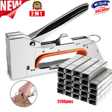 2PCS/SET HEAVY DUTY STAPLE GUN TACKER UPHOLSTERY STAPLER WITH 2200 NAILS UK