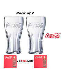 2 Coca Cola Glasses Clear 16oz