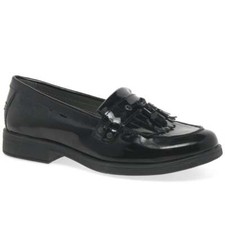 BNWT Geox Girls J Agata A Patent Leather Flat School Shoes, Black, UK9 / EU27 