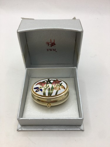 Ewm floral enamel pill box - enamel,