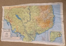 WWII Double Sided Escape and Evasion Silk/Rayon Map