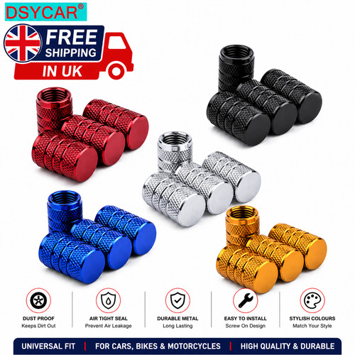 4pcs aluminium tyre valve - aluminium, caps