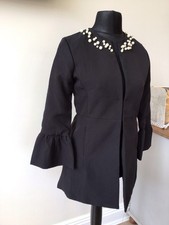 LADIES BLACK COLLARLESS LINED