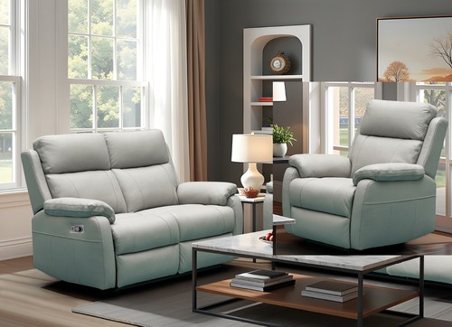 Grey italian leather seater - grey, 3