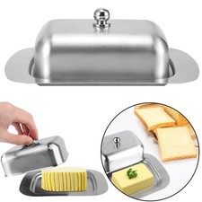 Butter Dish with Lid Holder Storage Kitchen Serving Container Stainless Steel