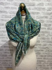 Silk vintage sheer scarf hand rolled (wear, fraying hole & pulls) square  S1677