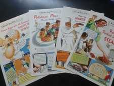 4 VINTAGE RECIPE CARDS for