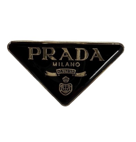 Prada pin badge brooch black - prada, badge/