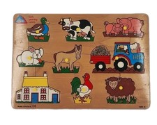 Vintage Wooden Early Learning Centre  Jigsaw Farm Animals Shape Fitter 4694-b