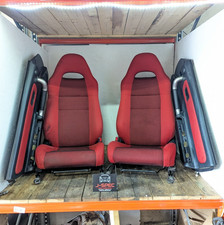 Toyota MR2 MK3 Roadster/Spyder/MR-S 99-06 Facelift Red Cloth Seat Pair w/ Cards