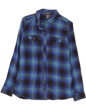 EDDIE BAUER Womens Classic Fit Flannel Shirt UK 14 Medium Blue Check AM21