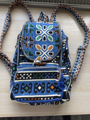 Vintage woven backpack blue - vintage,