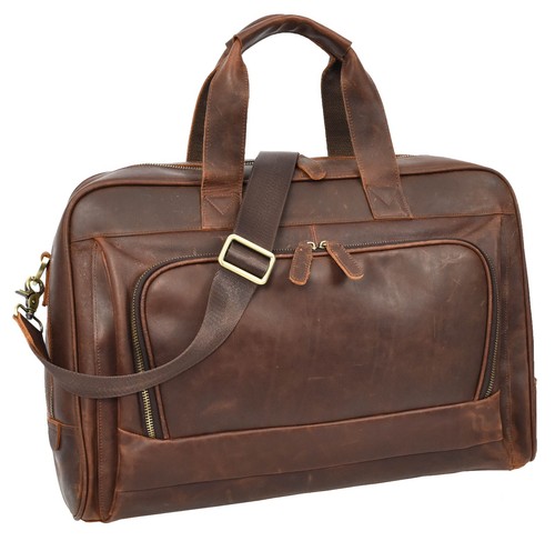Leather travel holdall mid - leather,