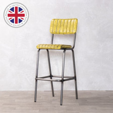 YELLOW FAUX LEATHER BAR STOOL