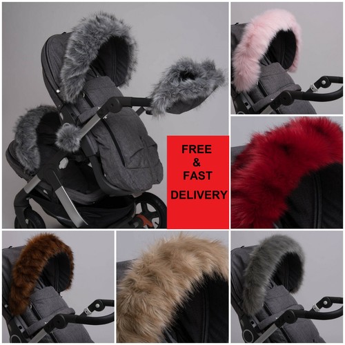 Luxury pram fur hood furs - fur, trim