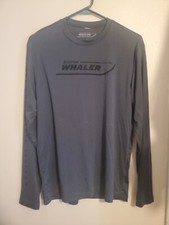 Boston Whaler Men’s Grey Long Sleeve grapics Logo T-Shirt Size Small