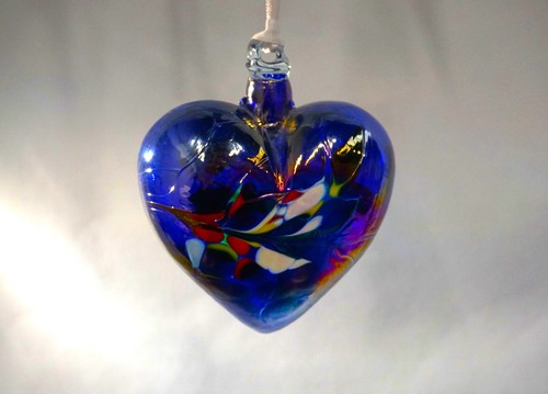 Hand blown glass heart bauble - hand-blown,