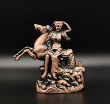 Vintage Bronze Table Top Lighter Greek Goddess Lady on Horse Refill Collectable