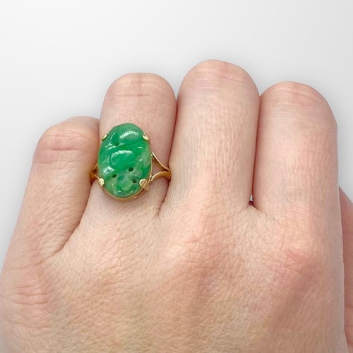 Gold ring jade - ring, green