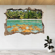 Tropical Star Fish Sea Beach 3d Smashed View Wall Sticker Poster Decal A945