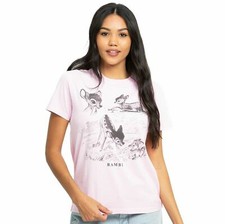 Official Disney Ladies T-SHIRT BAMBI & THUMPER NATURE LIGHT PINK SIZES S - XL