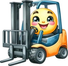 Colour Forklift Truck Wall Art