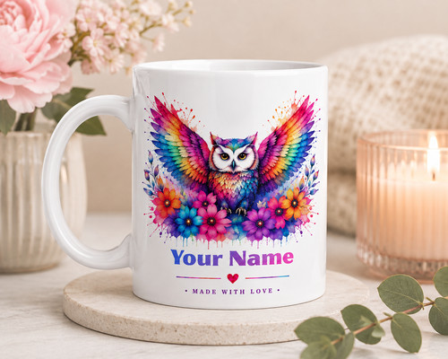 Personalised owl mug custom - mug,