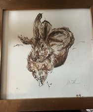 Signed, Limited Edition Lithograph Print Of rabbit Sketch By Sally Matthews
