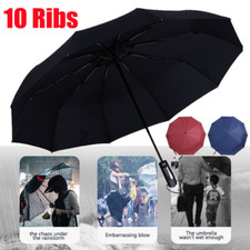 Large 10 Ribs Strong Automatic Umbrella Folding Windproof Stormproof Men&Women