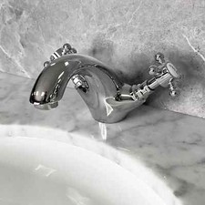 Cammie Taps Traditional Style Cross Head Bathroom Tap Range Chrome and White