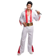 KING OF ROCK + ROLL Presley Pop 50s Fancy Dress Costume or Wig Adult Mens 1950s