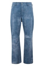 Men's Leather Pant Wide Leg Style Trouser Blue Buffed Soft Real Leather Jeans