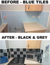 Tile Stickers Transfers Black and Grey for 4" x 4" Inch  Tiles 100mm x 100mm