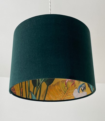 Lampshade forest green velvet - green,