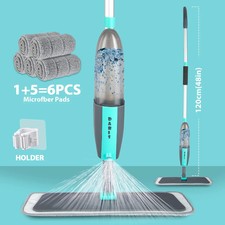 360° Magic Floor Cleaning Sweeper Brooms With Microfiber Pad Flat Spray Spin Mop