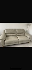 Leather 3 Seater Sofa & Armchair (Light Grey/Taupe) Excellent Condition