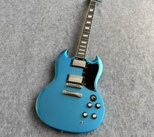 Metal blue electric guitar SG