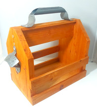 Wooden Beer Bottle Crate Carrier with Bottle Opener On Side
