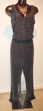 Red Herring silver/black sparkle party cocktail jumpsuit size 16 bnwt