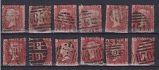 12 GB QV 1D Penny Red Stamps on a Stockcard - Used