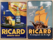 2 x French Ricard Aperitif, Retro Vintage Metal Bar Signs