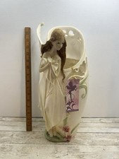 Large Figural Vase Fairy Statue 16” Tall Art Pottery Pixie Enchanted Fairies