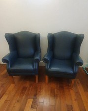 Pair Of Large Wingback Leather