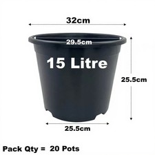 15 Litre Black Plant Pots