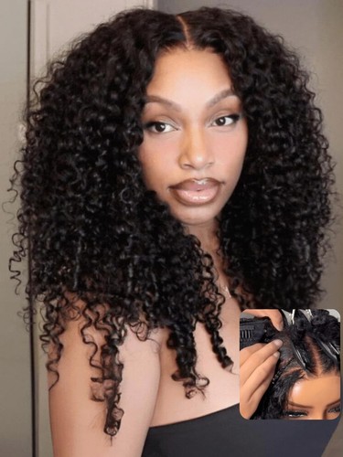 Burmese curly part wig human - part,